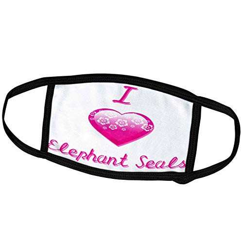 3dRose Pretty Pink Flowery I Love Elephant Seals - Face Covers -fc_121513_3-