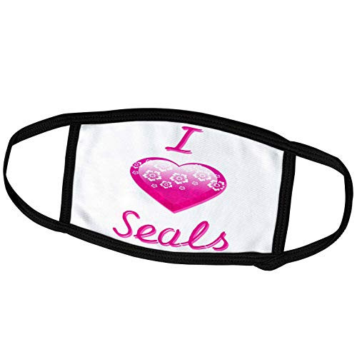 3dRose Pretty Pink Flowery I Love Seals - Face Covers -fc_121773_3-