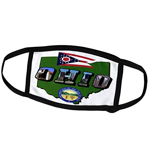 3dRose Sandy Mertens Ohio - State Map Seal Flag and Picture Text - Face Covers -fc_49894_2- 3dRose Sandy Mertens Ohio - State Map Seal Flag and Picture Text - Face Covers -fc_49894_2-