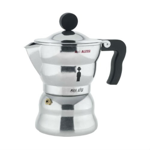 Alessi AAM33/3"Moka" Stove Top Espresso 3 Cup Coffee Maker in Aluminium Casting Handle And Knob in Thermoplastic Resin, Black