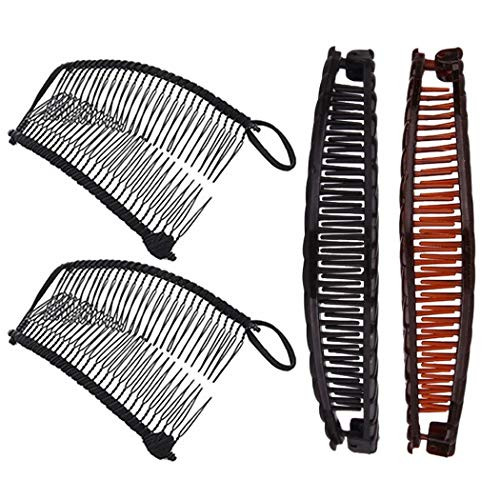 Chennie Hair Claw Banana Clips tortoise Barrettes Celluloid French Design Barrettes celluloid Leopard print Large Non-slip Hairpins Fashion Accessories for Women Girls-4PC-