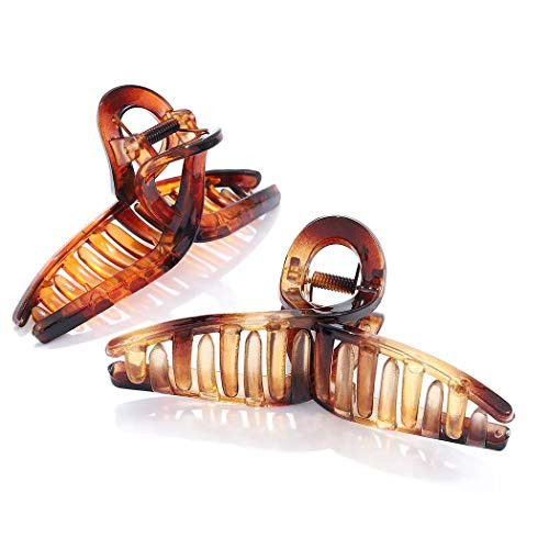 Chennie Brown Hair butterfly Clip tortoise Barrettes Hair Claw Clips Non-slip Leopard print Hairpins Fashion Accessories for Women Girls-2 Pcs-