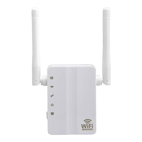 KKmoon 300Mbps Range Extender Wall-mounted WiFi Booster WiFi Internet Signal Amplifier Wireless Repeater for Router with Double Antenna Double Interface