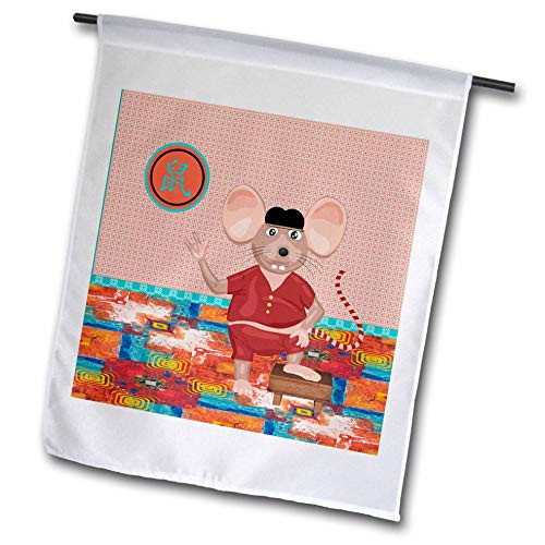 3dRose Image of Big Ear Rat One Foot on Stool on Abstract Floor Rat Sign - Flags -fl_329173_2- 3dRose Image of Big Ear Rat One Foot on Stool on Abstract Floor Rat Sign - Flags -fl_329173_2-