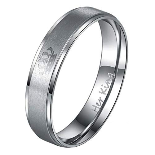 4EAELove Her King His Queen Rings Couples Matching Ring Sets Promise Engagement Wedding Bands Stainless Steel -Men-Silver  12- 4EAELove Her King His Queen Rings Couples Matching Ring Sets Promise Engagement Wedding Bands Stainless Steel -Men-Silver  12-