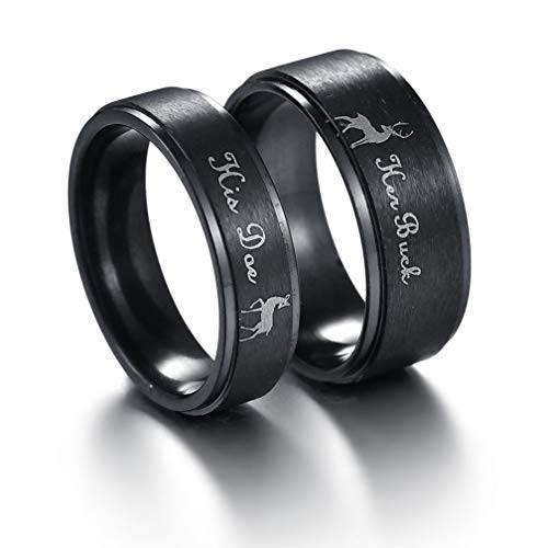 4EAELove Promise Rings Her Buck His Doe Matching Ring Sets Couple Rings Engagement Wedding Bands Stainless Steel -Black A Pair Men 11 and Women 7- 4EAELove Promise Rings Her Buck His Doe Matching Ring Sets Couple Rings Engagement Wedding Bands Stainless Steel -Black A Pair Men 11 and Women 7-