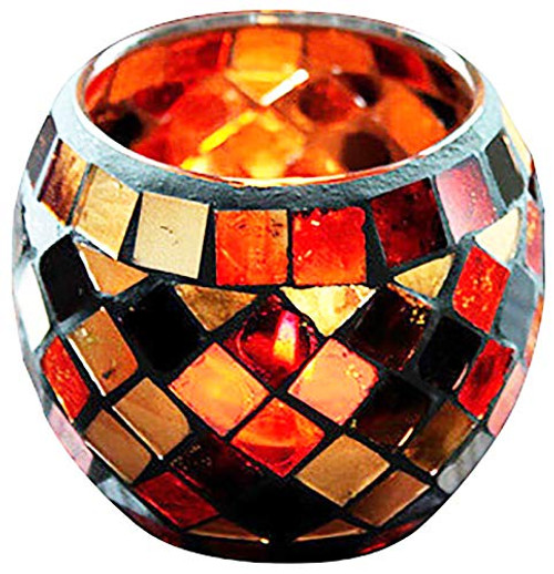 ChezMax Mosaic Glass Tea Light Holder Handmade Romantic Glass Tealight Candle Holder for Aromatherapy Party Decor Candle Holder-NO Candles- Red ChezMax Mosaic Glass Tea Light Holder Handmade Romantic Glass Tealight Candle Holder for Aromatherapy Party Decor Candle Holder-NO Candles- Red
