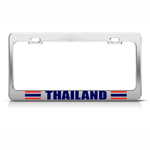 Speedy Pros Thailand Flag Thai Country License Plate Frame Stainless Metal Tag Holder