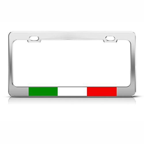 Speedy Pros Italian Flag Italy Country License Plate Frame Stainless Metal Tag Holder