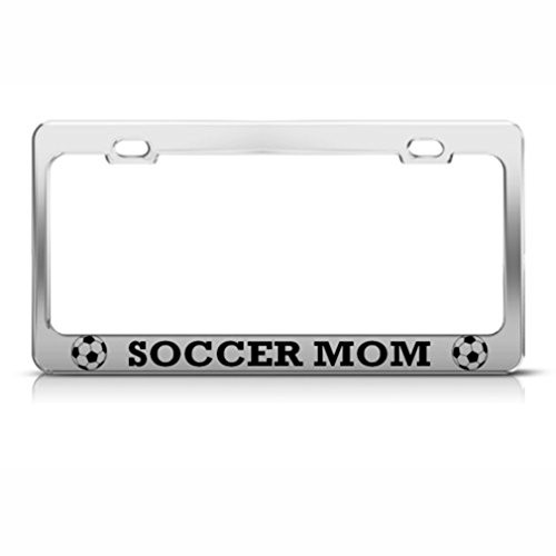 Speedy Pros Soccer Mom License Plate Frame Stainless Metal Tag Holder
