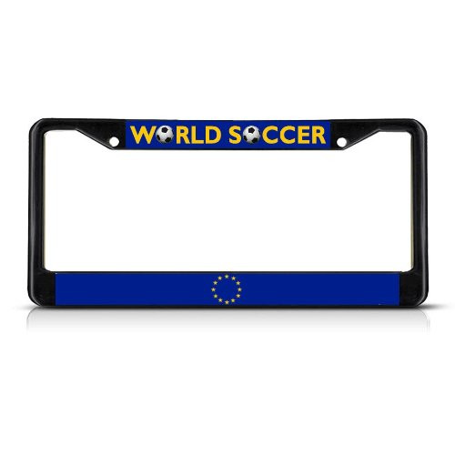 Fastasticdeals Euro Union Soccer Team Black License Plate Frame Tag Holder Cover