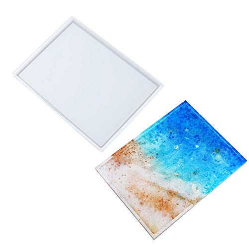 Silicone Resin Tray Molds  Large Tray Molds for Epoxy Resin with Edges  Epoxy Resin Casting Molds for Making Faux Agate Tray  Serving Board  DIY Jewelry Holder