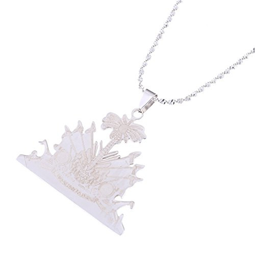 Stainless Steel Haiti Pendant and Necklace Ayiti Items Haiti Jewelry -Silver- Stainless Steel Haiti Pendant and Necklace Ayiti Items Haiti Jewelry -Silver-