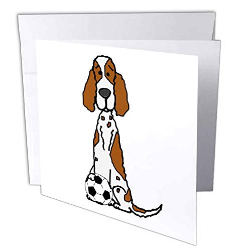 3dRose Funny Cute English Setter Puppy Dog Playing Soccer Sports. - Greeting Cards -gc_326730_2- 3dRose Funny Cute English Setter Puppy Dog Playing Soccer Sports. - Greeting Cards -gc_326730_2-