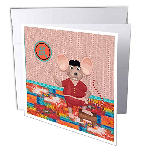 3dRose Image of Big Ear Rat One Foot on Stool on Abstract Floor. - Greeting Cards -gc_329173_1- 3dRose Image of Big Ear Rat One Foot on Stool on Abstract Floor. - Greeting Cards -gc_329173_1-