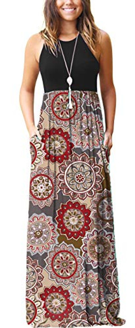 GRECERELLE Women s Sleeveless Racerback Loose Plain Maxi Dress Floral Print Casual Long Dresses with Pockets FP-Sun-Brown-Medium GRECERELLE Women s Sleeveless Racerback Loose Plain Maxi Dress Floral Print Casual Long Dresses with Pockets FP-Sun-Brown-Medium