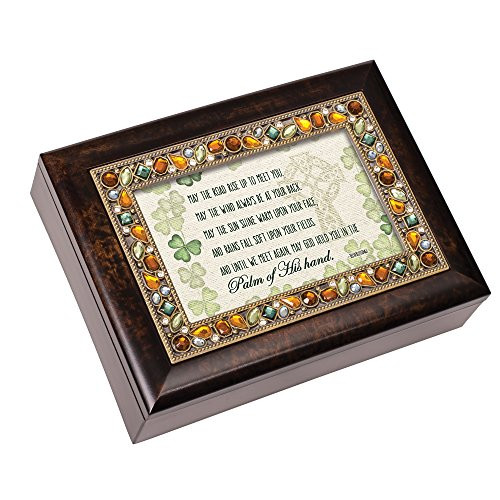 Cottage Garden May the Road Rise Shamrock Emerald Jeweled Jewelry Music Box Plays Irish Eyes Smiling Cottage Garden May the Road Rise Shamrock Emerald Jeweled Jewelry Music Box Plays Irish Eyes Smiling