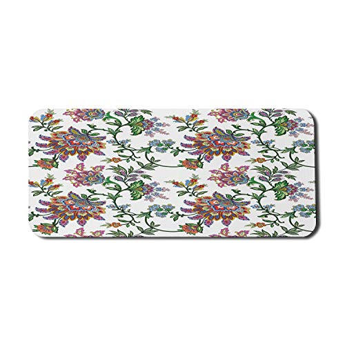 Ambesonne Floral Computer Mouse Pad  Vintage Style Ornamental Flower Motifs Flourishing Romantic Spring Leaves Artwork  Rectangle Non-Slip Rubber Mousepad X-Large  35 inch x 15 inch Gaming Size  Multicolor