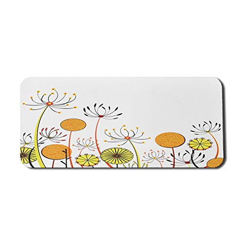 Ambesonne Floral Computer Mouse Pad  Umbelifers Flower Garden Summer Spring Season Themed Petals Illustration  Rectangle Non-Slip Rubber Mousepad X-Large  35 inch x 15 inch Gaming Size  Marigold Yellow