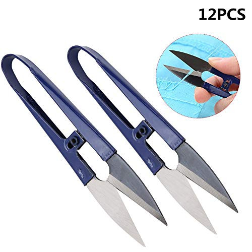 12Pcs Thread Clipper Sewing Scissors U-Shaped Scissor Spring Yarn Cutter Sewing Embroidery Cutting Tools