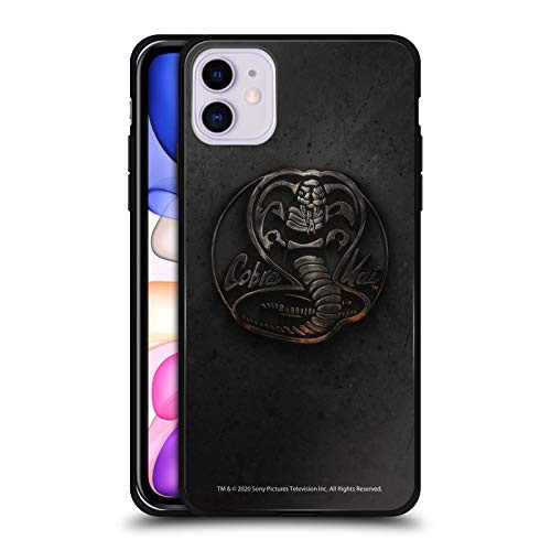 Head Case Designs Officially Licensed Cobra Kai Metal Logo Graphics Black Hybrid Glass Back Case Compatible with Apple iPhone 11
