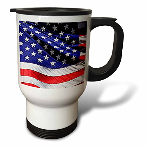 3dRose American Flag Travel Mug, 14-Ounce, Stainless Steel