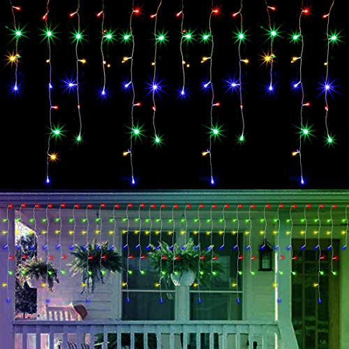 WATERGLIDE 360 LED Christmas Icicle Lights Outdoor Dripping Icicle String Light 29.5ft 8 Modes Curtain Fairy Lights with 60 Drops Indoor Xmas Holiday Wedding Party Decorations Multicolor WATERGLIDE 360 LED Christmas Icicle Lights Outdoor Dripping Icicle String Light 29.5ft 8 Modes Curtain Fairy Lights with 60 Drops Indoor Xmas Holiday Wedding Party Decorations Multicolor