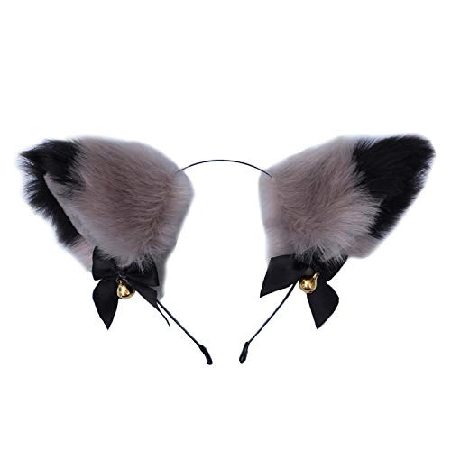 Fxaelian Animal Anime Cute Fox Wolf Cat Dog Ears Headband with Bells Halloween Cosplay Costume Party Hairband Headwear Headpiece Hair Accessories for Women Girls Adult Kids Bells Grey Black Fxaelian Animal Anime Cute Fox Wolf Cat Dog Ears Headband with Bells Halloween Cosplay Costume Party Hairband Headwear Headpiece Hair Accessories for Women Girls Adult Kids Bells Grey Black