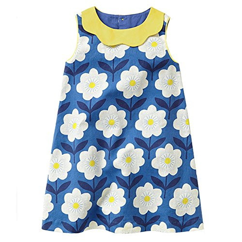 HILEELANG Little Girls Cotton Dress Sleeveless Casual Summer Sundress Flower Printed Jumper Skirt Dresses 5T HILEELANG Little Girls Cotton Dress Sleeveless Casual Summer Sundress Flower Printed Jumper Skirt Dresses 5T