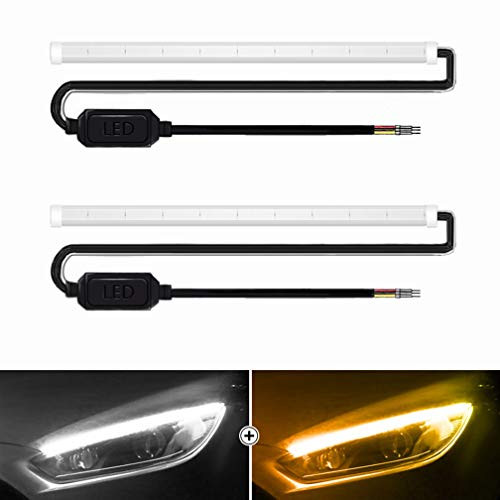 Car LED Strip Light 2 Pcs 24 inches White Amber DRL Turn Signal Lighting Kits Daytime Running Lights and Sequential Switchback Turn Signal Light for Car Headlights Surface Car LED Strip Light 2 Pcs 24 inches White Amber DRL Turn Signal Lighting Kits Daytime Running Lights and Sequential Switchback Turn Signal Light for Car Headlights Surface