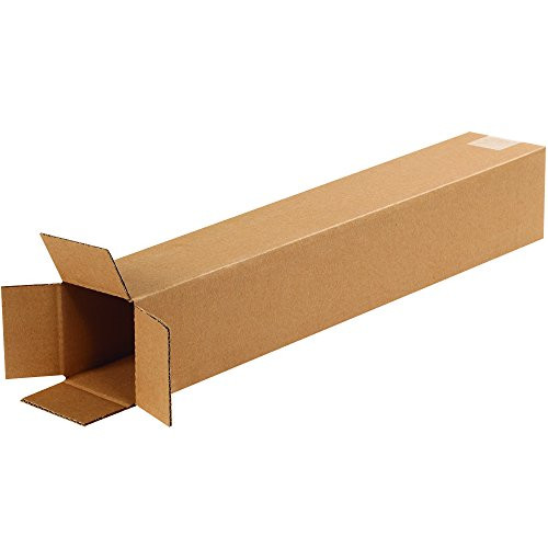 Boxes Fast BF4424 Tall Cardboard Boxes, 4" x 4" x 24", Single Wall Corrugated, for Moving, Shipping, Packing or Storage, Kraft (Pack of 25)