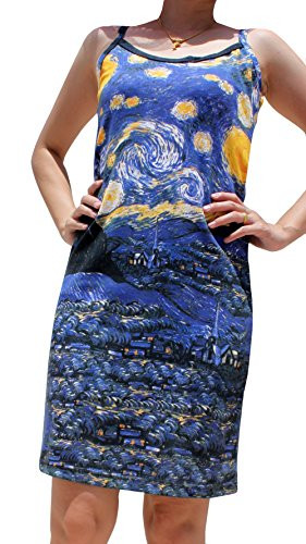 RaanPahMuang Van Gogh The Starry Night Spaghetti Strap Dress  Large