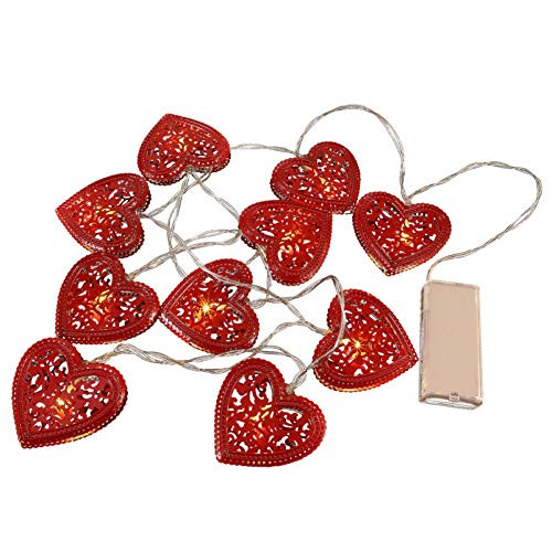 Uonlytech Red Heart String Light Battery Operated Hollow Heart Shape Fairy Light for Valentines Day Anniversary Party Wedding