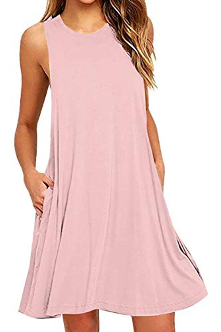 YMING Ladies Casual Mini Dress Shirt Loose Dress Sundress with Pockets Pink 2XL YMING Ladies Casual Mini Dress Shirt Loose Dress Sundress with Pockets Pink 2XL