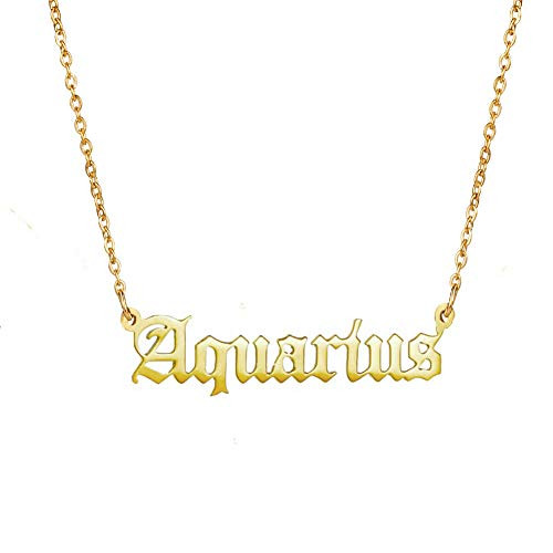 Zodiac Constellation Necklace for Womens Girls Letter Horoscope Pendant Necklace Stainless Steel Chain Birthday Jewelry Gift Gold Aquarius Necklace Zodiac Constellation Necklace for Womens Girls Letter Horoscope Pendant Necklace Stainless Steel Chain Birthday Jewelry Gift Gold Aquarius Necklace