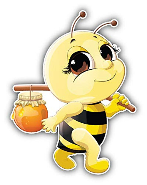 JJH Inc Funny Bee Honey Vinyl Decal Sticker Waterproof Car Decal Bumper Sticker 5 inch