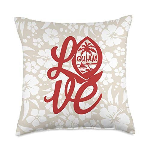 Guam T shirts Chamorro Pride Gifts Guam Decor Love Guamanian Seal Chamorro Gift Hibiscus Throw Pillow  18x18  Multicolor