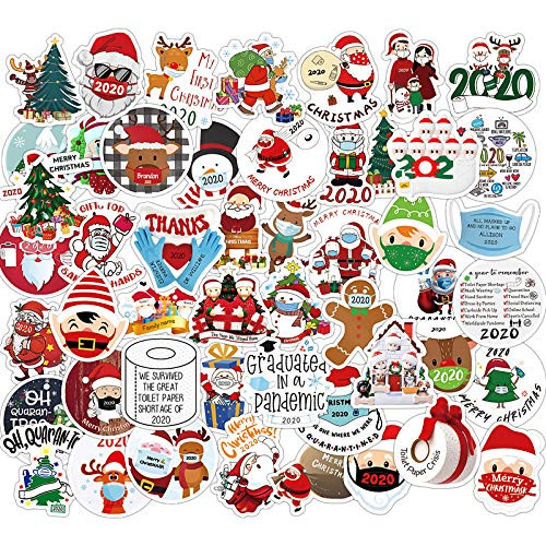 Christmas Stickers for Envelope for Kids 50 Cute Aesthetic Vinyl Waterproof Stickers for Laptop Water Bottle Scrapbooking  2020 Christmas Quarantine Stickers