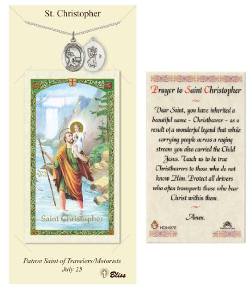 St. Christopher Prayer Card  and  Medal for Football Players