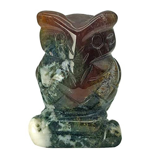 favoramulet 1.5 inch Handcarved Indian Agate Stone Owl Bird Statue Pocket Healing Figurine Sculpture Animal Sculpture favoramulet 1.5 inch Handcarved Indian Agate Stone Owl Bird Statue Pocket Healing Figurine Sculpture Animal Sculpture