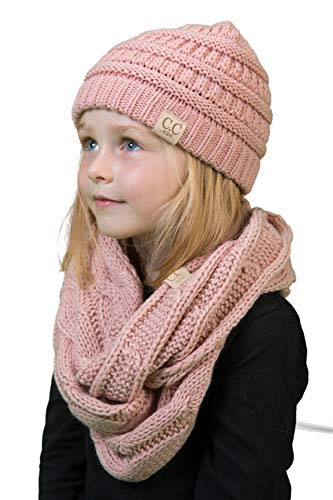 Kids Scarf  and  NO Pom Beanie - Indi Pink