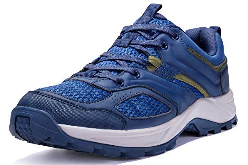 CAMEL CROWN Hiking Shoes for Men Tennis Trail Running Backpacking Walking Shoes Comfortable Slip Resistant Sneakers Lightweight Athletic Trekking Low Top Boot Blue 8.5D-M-