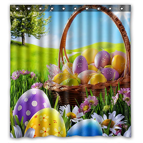 KXMDXA Happy Easter Waterproof Polyester Shower Curtain 66x72 Inch Bathroom Decor