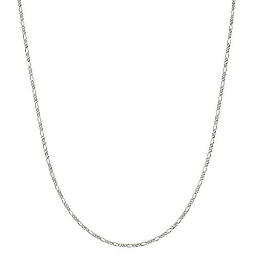 Solid 925 Sterling Silver 1.5mm Thin Italian Figaro Link Chain Necklace - 18 inch