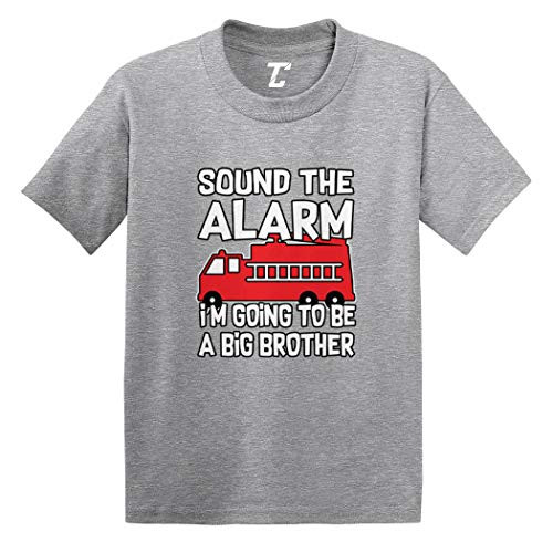 Sound The Siren - Big Brother Firetruck Infant Toddler Cotton Jersey T-Shirt -Light Gray 12 Months- Sound The Siren - Big Brother Firetruck Infant Toddler Cotton Jersey T-Shirt -Light Gray 12 Months-