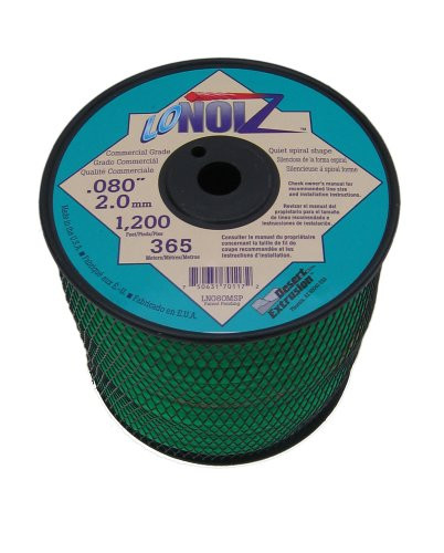 LoNoiz .080-Inch 3-Pound Spool Commercial Grade Spiral Twist Quiet Grass Trimmer Line, Green LN080MSP-2