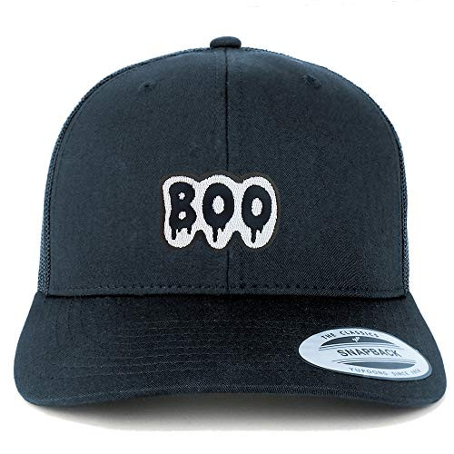 Armycrew Boo Embroidered Patch Snapback Mesh Trucker Cap - Navy