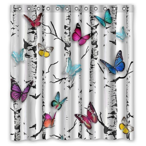 FMSHPON Butterfly Waterproof Fabric Bathroom Shower Curtain 66 x 72 Inches