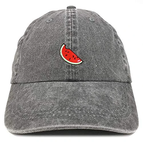 Armycrew Watermelon Embroidered Patch Unstructured Cotton Washed Baseball Cap - Black