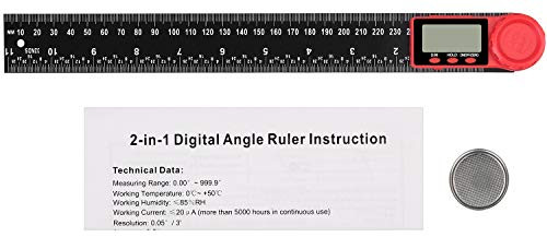 Kamtop LCD Digital Angle Finder Ruler 12-Inch 360° Protractor Measure Tools 300mm Multifunctional Nylon Ruler Meter with Zero and Lock Function